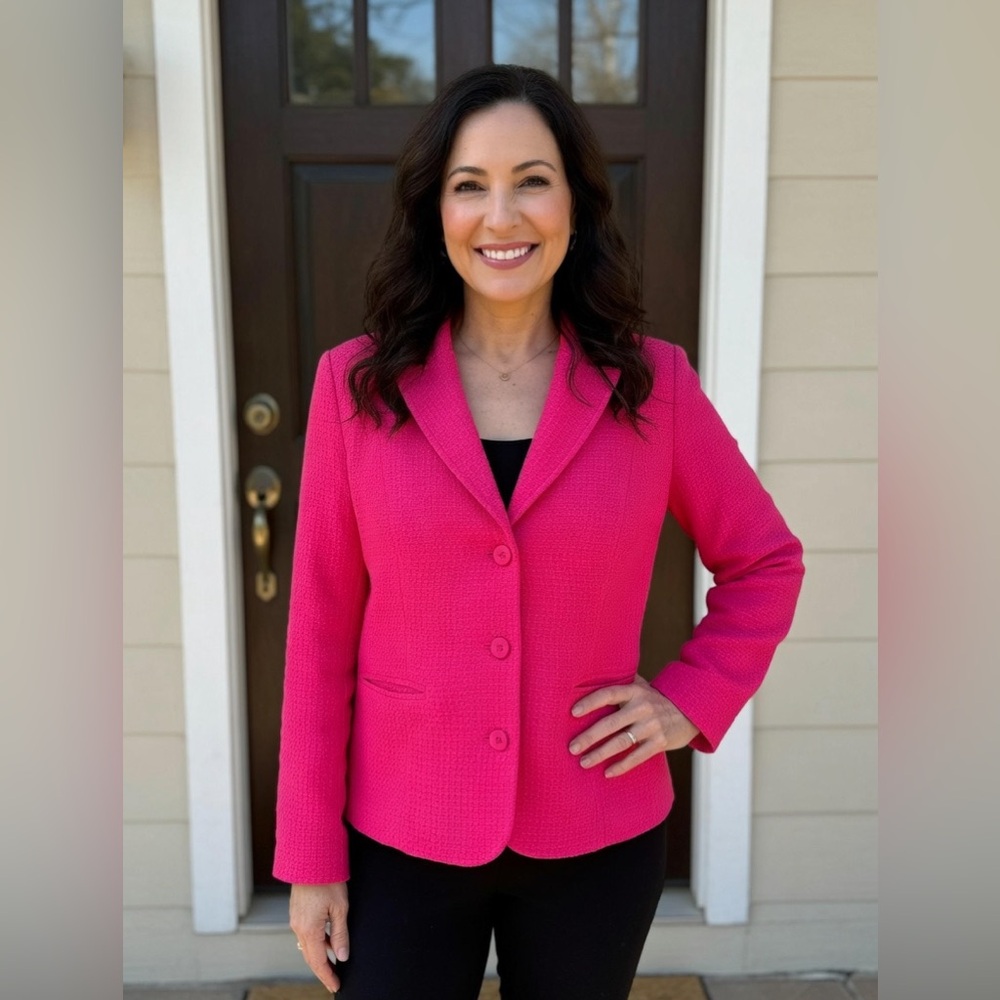 Talbots Women's Raspberry Pink Textured Blazer Jacket 3-button